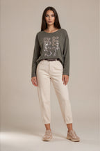 Oversize-Shirt „BEST“ mit Leo-Print und Schmuckdetails