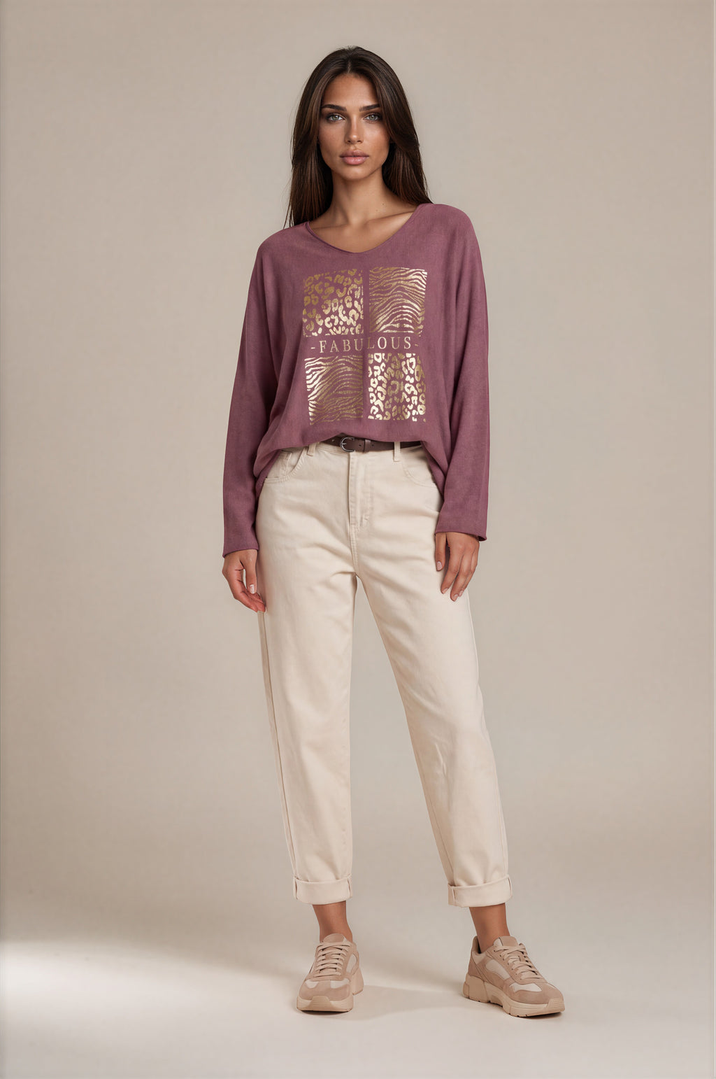 Oversize-Sweatshirt mit „Fabulous“-Goldprint