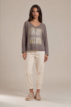 Oversize-Sweatshirt mit „Fabulous“-Goldprint