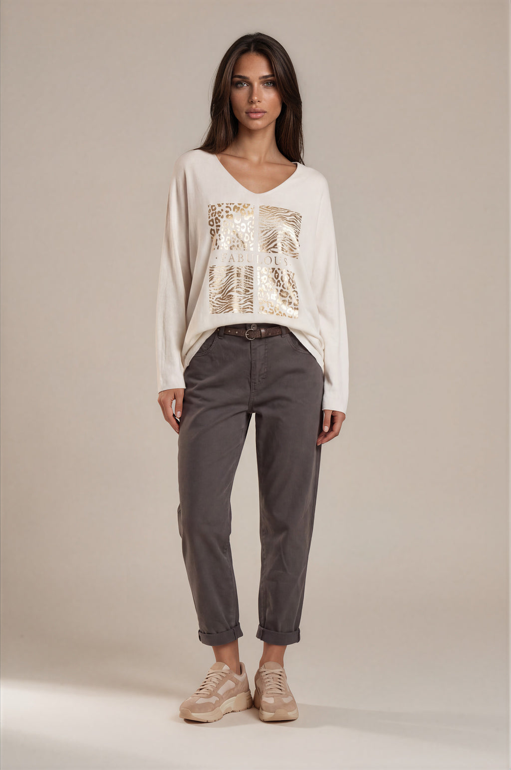 Oversize-Sweatshirt mit „Fabulous“-Goldprint