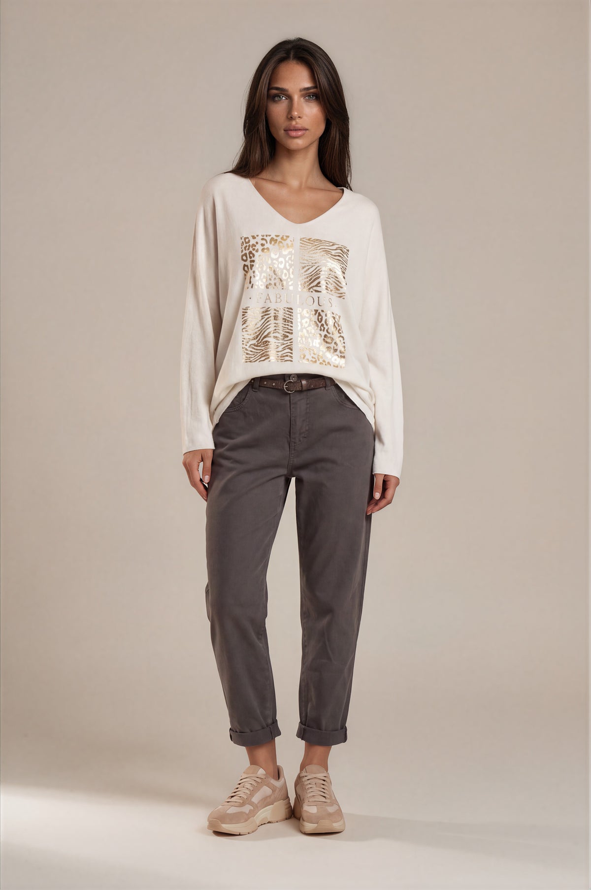 Oversize-Sweatshirt mit „Fabulous“-Goldprint