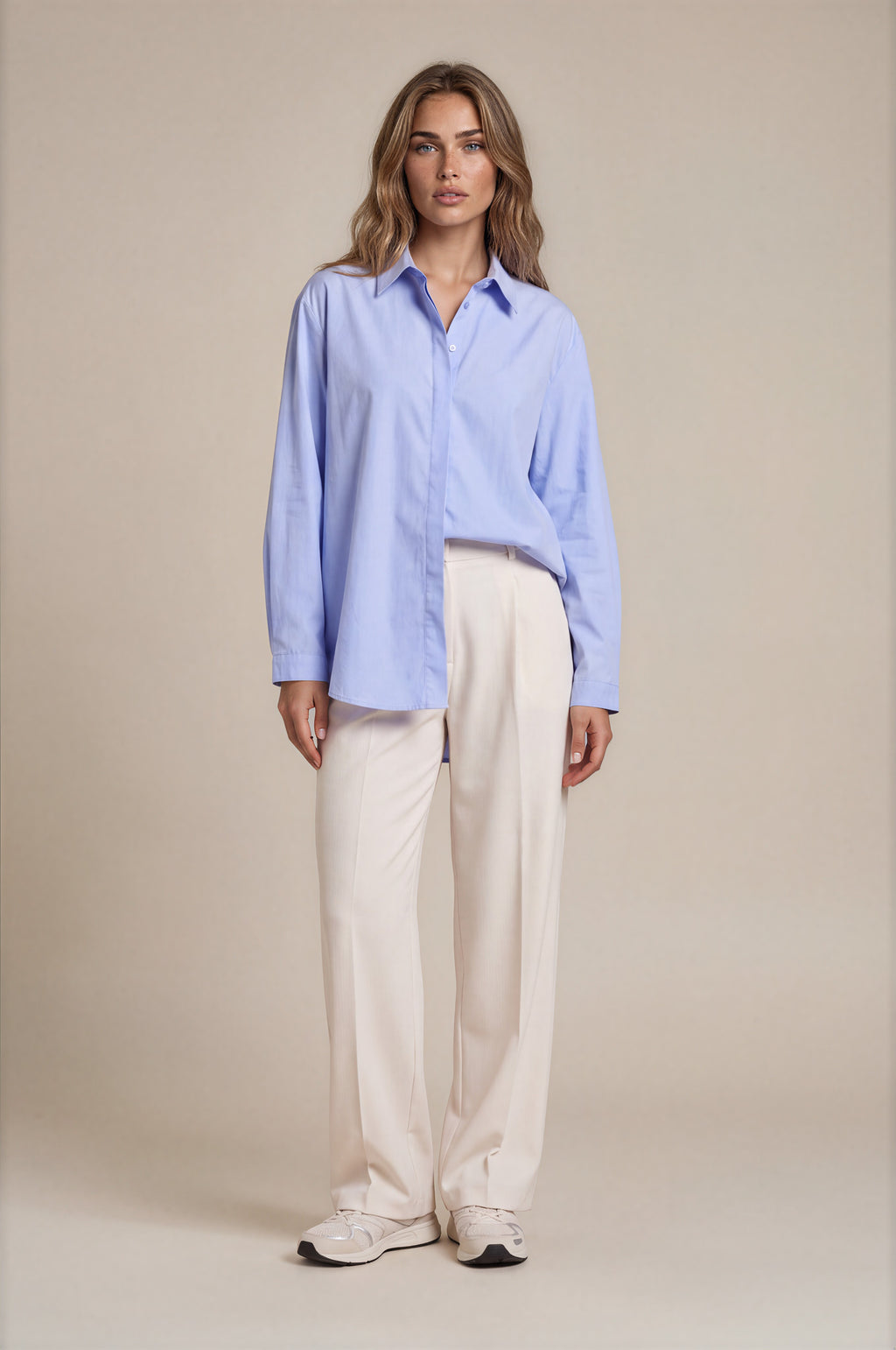 Longbluse mit verdeckter Knopfleiste