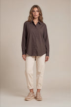 Longbluse mit verdeckter Knopfleiste