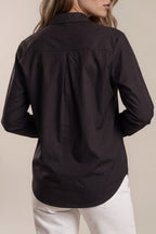 Longbluse mit verdeckter Knopfleiste
