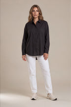 Longbluse mit verdeckter Knopfleiste