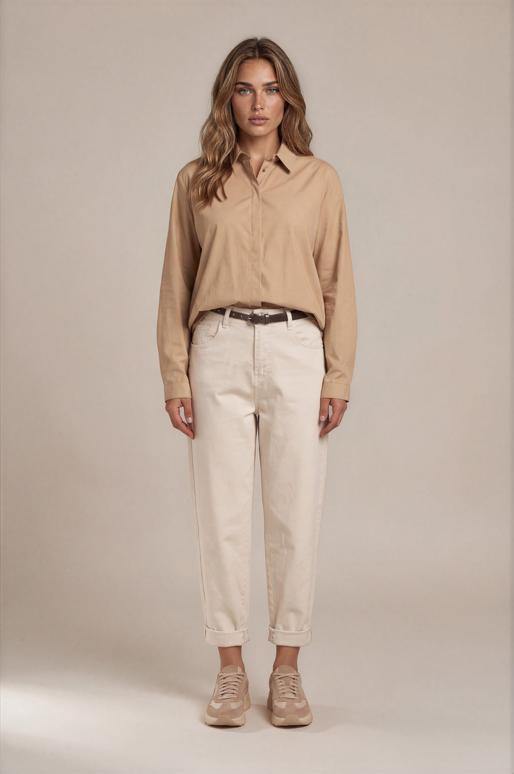 Longbluse mit verdeckter Knopfleiste