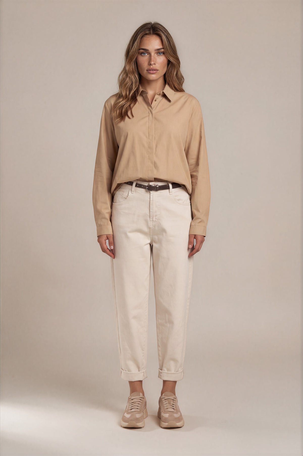 Longbluse mit verdeckter Knopfleiste