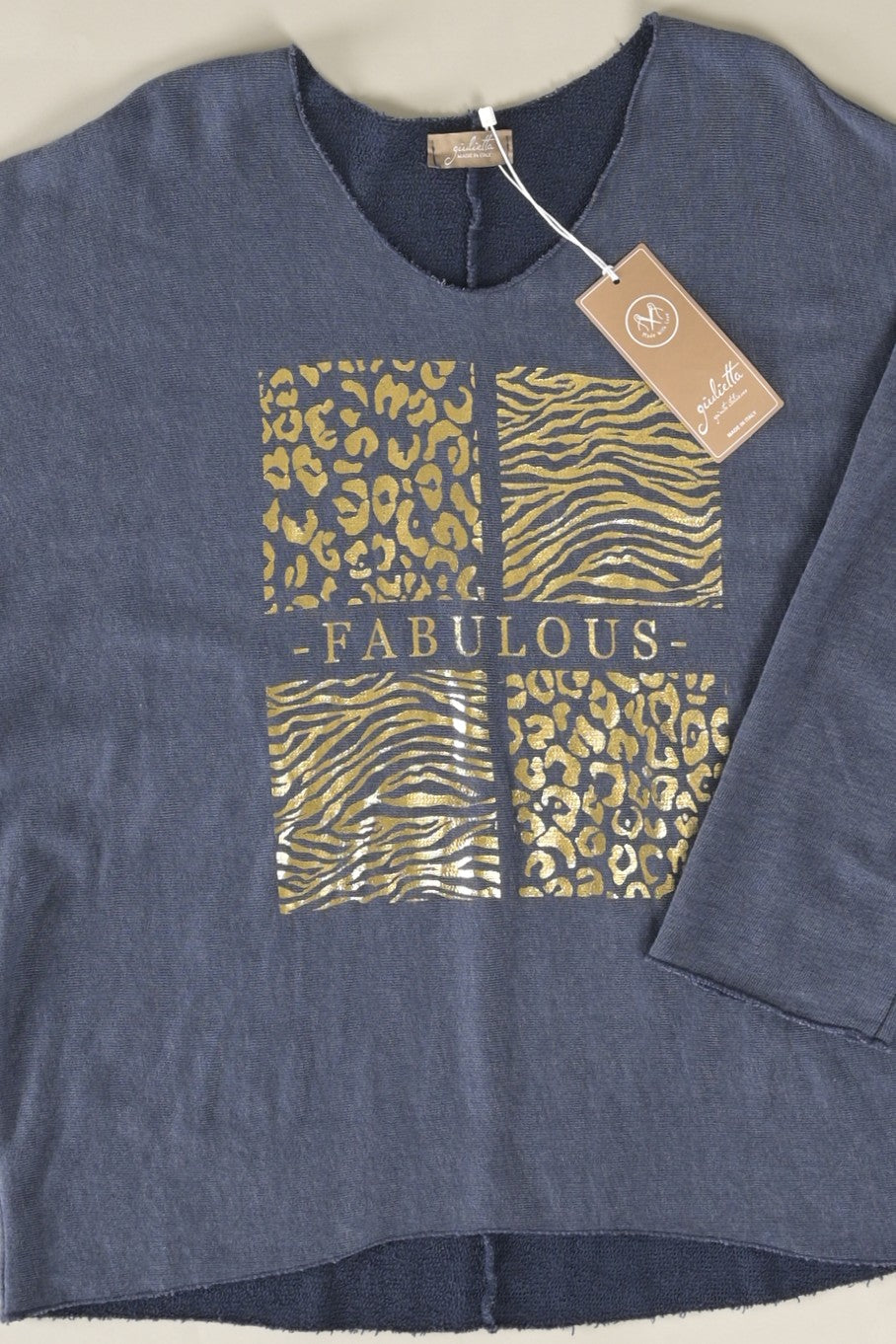 Oversize-Sweatshirt mit „Fabulous“-Goldprint