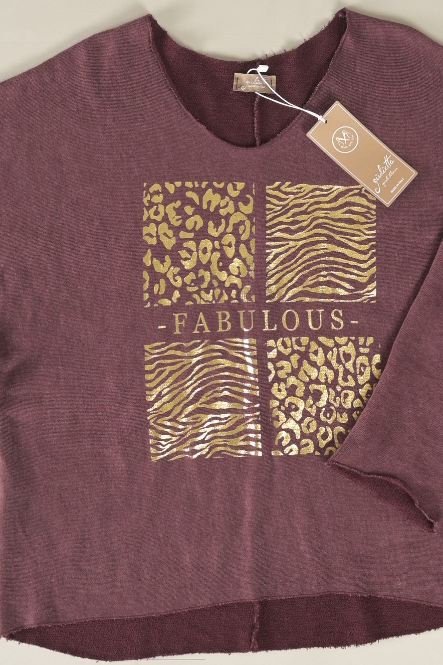 Oversize-Sweatshirt mit „Fabulous“-Goldprint