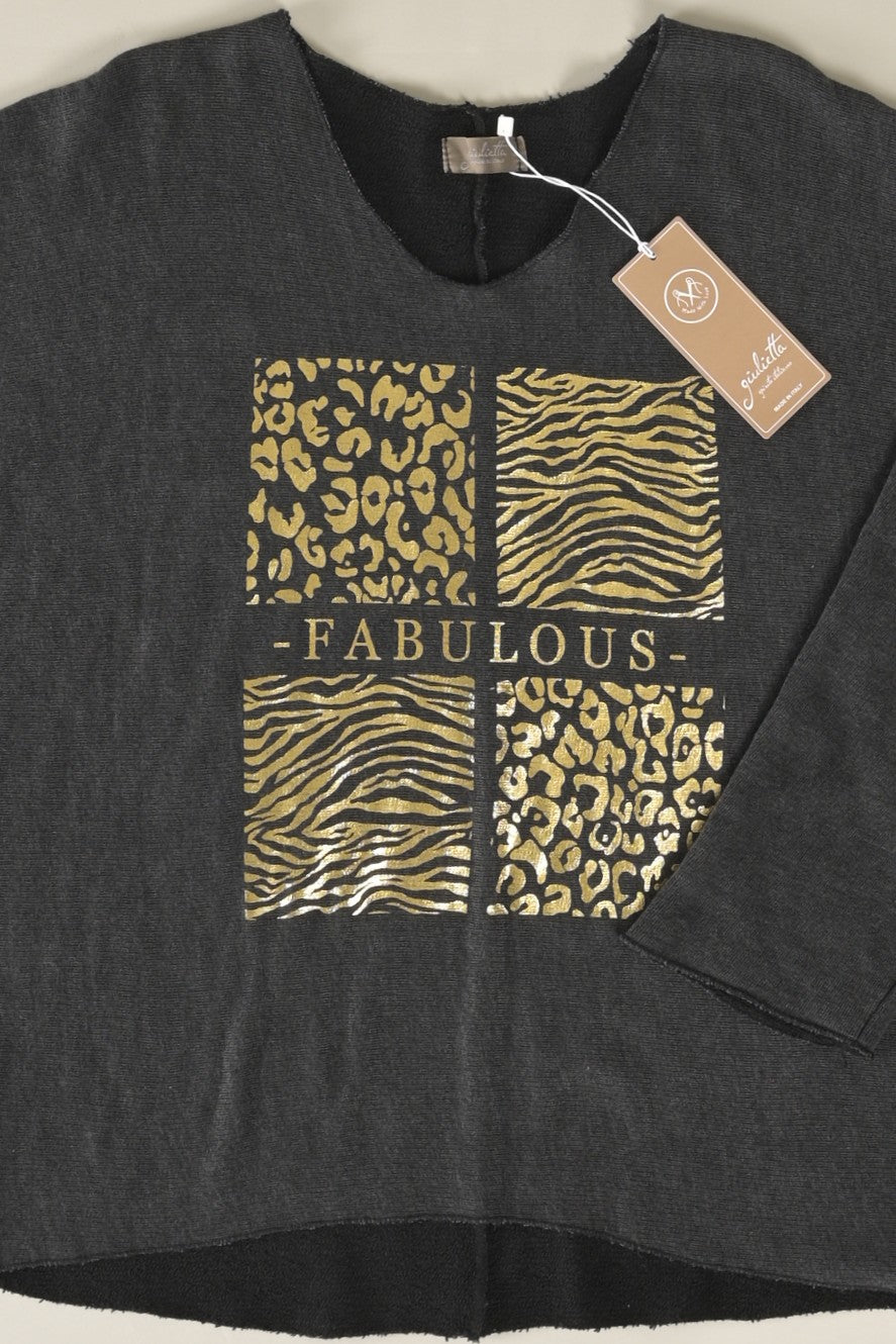 Oversize-Sweatshirt mit „Fabulous“-Goldprint
