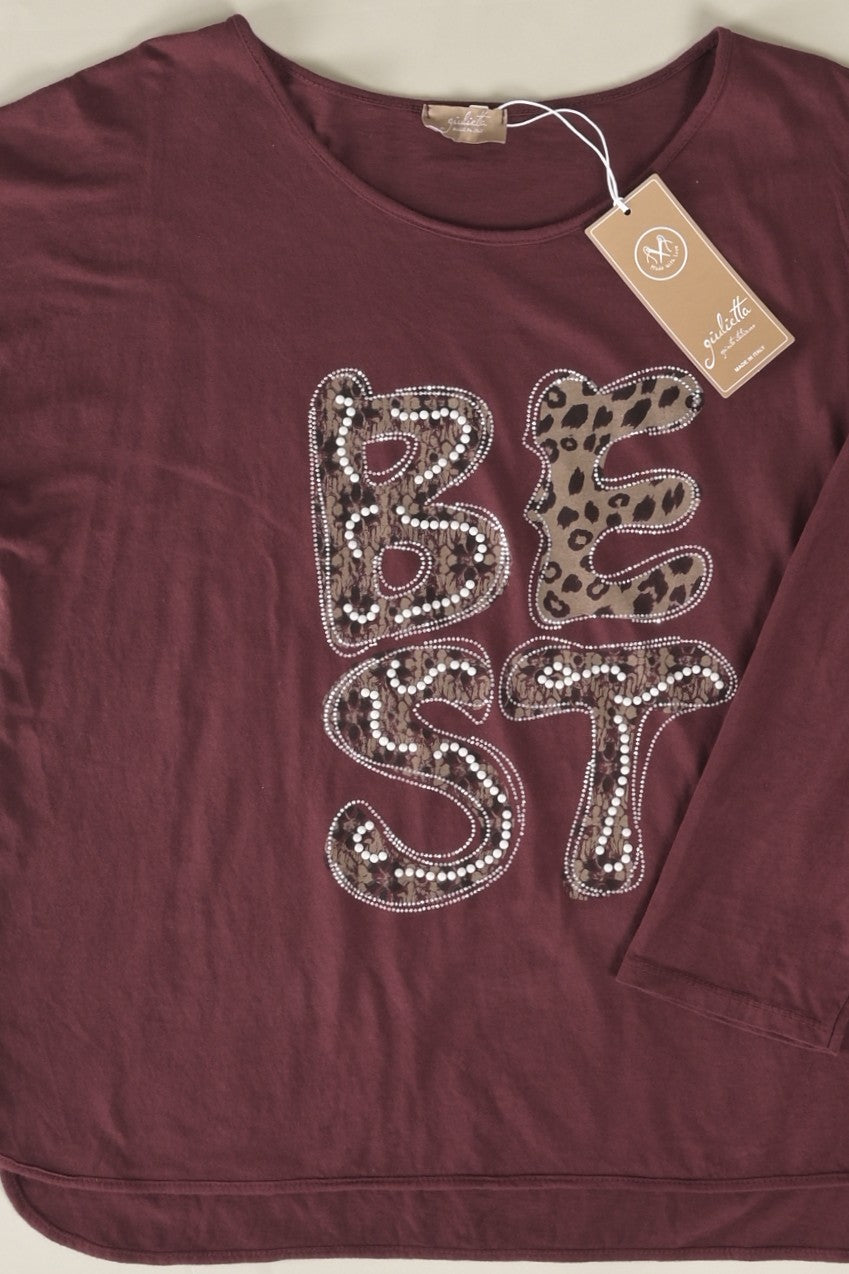 Oversize-Shirt „BEST“ mit Leo-Print und Schmuckdetails