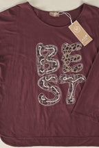 Oversize-Shirt „BEST“ mit Leo-Print und Schmuckdetails
