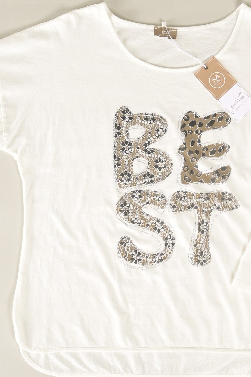 Oversize-Shirt „BEST“ mit Leo-Print und Schmuckdetails