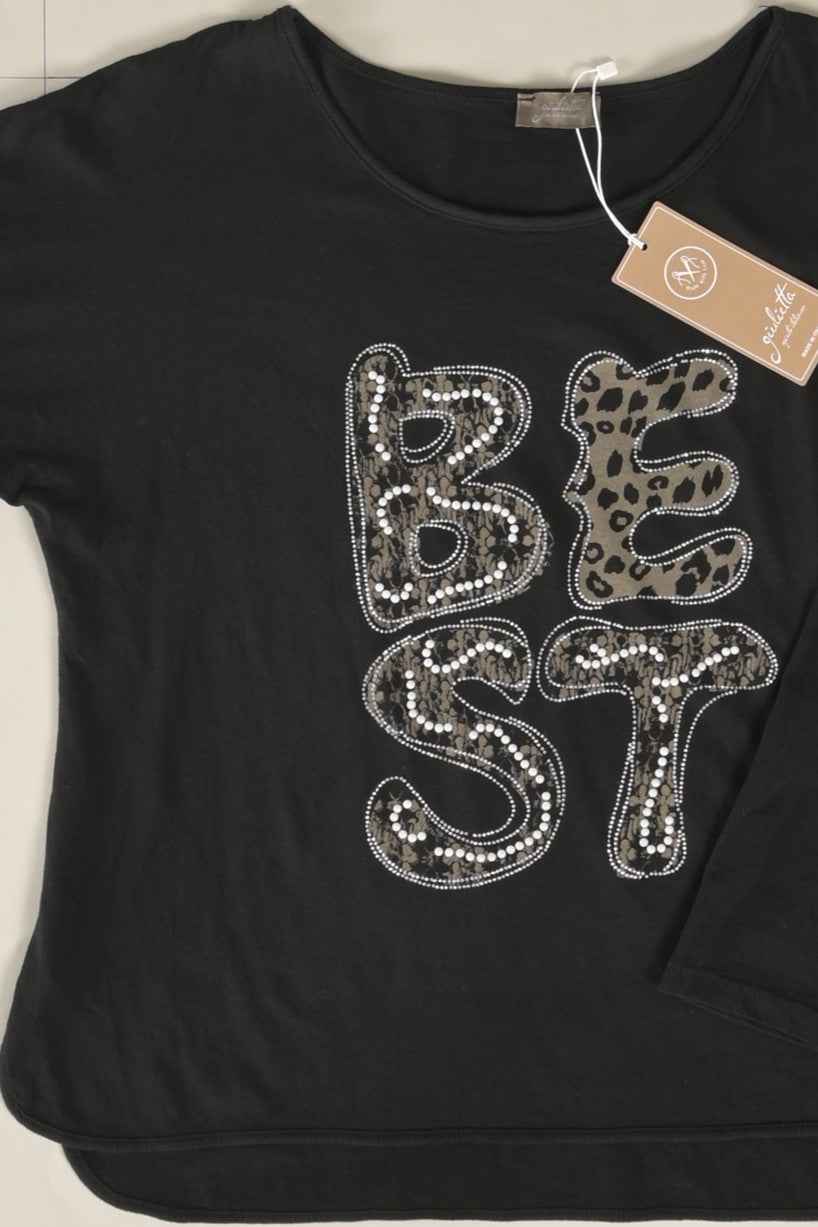 Oversize-Shirt „BEST“ mit Leo-Print und Schmuckdetails