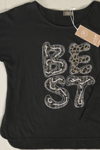 Oversize-Shirt „BEST“ mit Leo-Print und Schmuckdetails