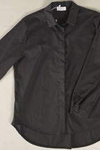 Longbluse mit verdeckter Knopfleiste