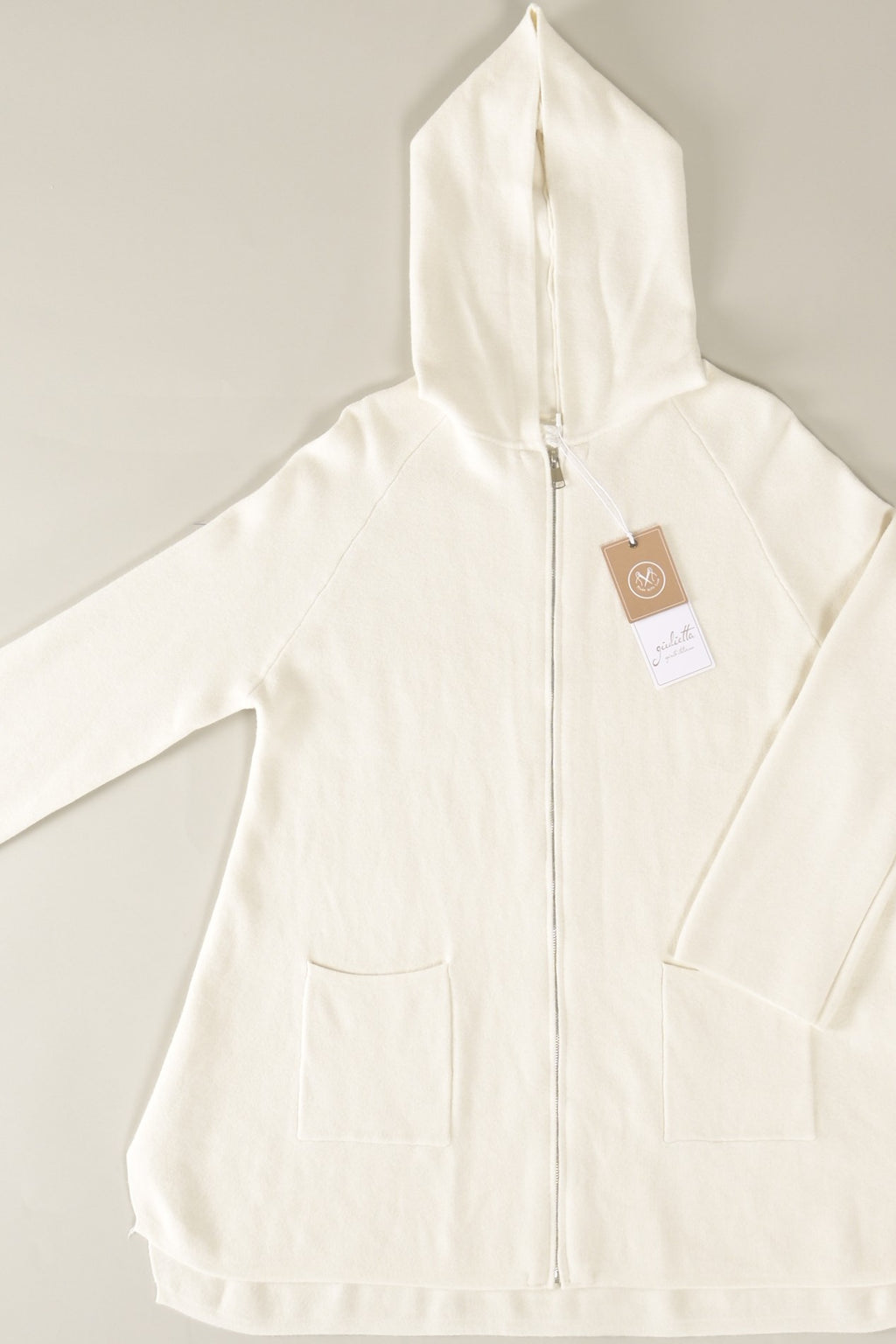 Long-Strickjacke mit Kapuze und Reißverschluss