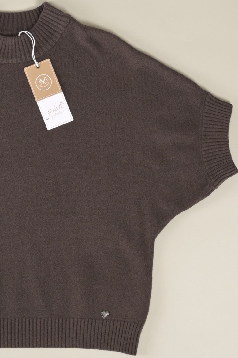 Kurzarm-Strickpullover mit Stehkragen