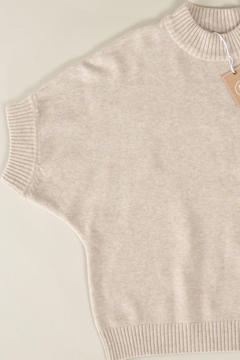 Kurzarm-Strickpullover mit Stehkragen