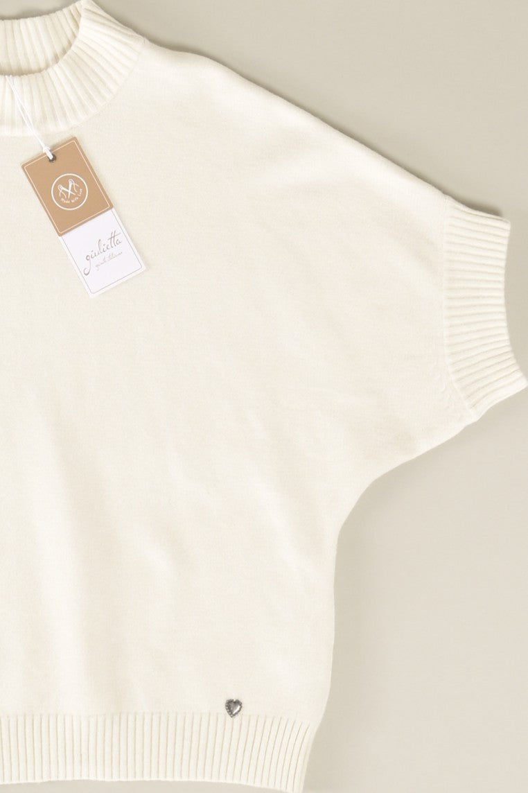 Kurzarm-Strickpullover mit Stehkragen