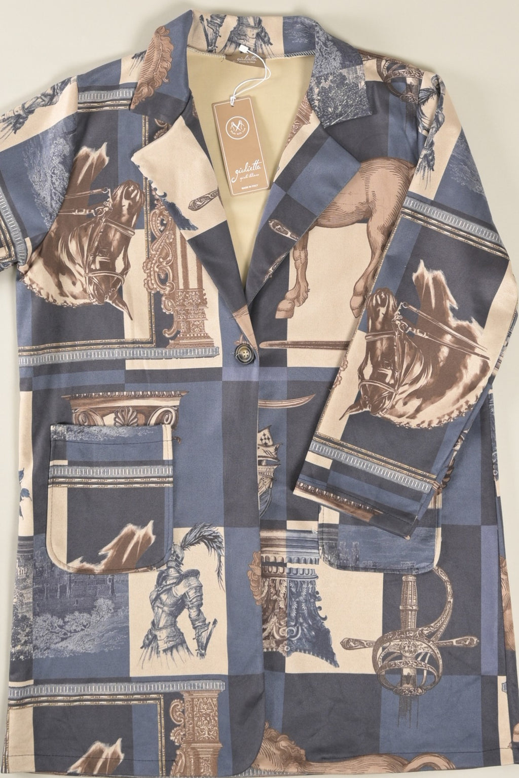 Print-Blazer mit Reiter- und Barockmotiv