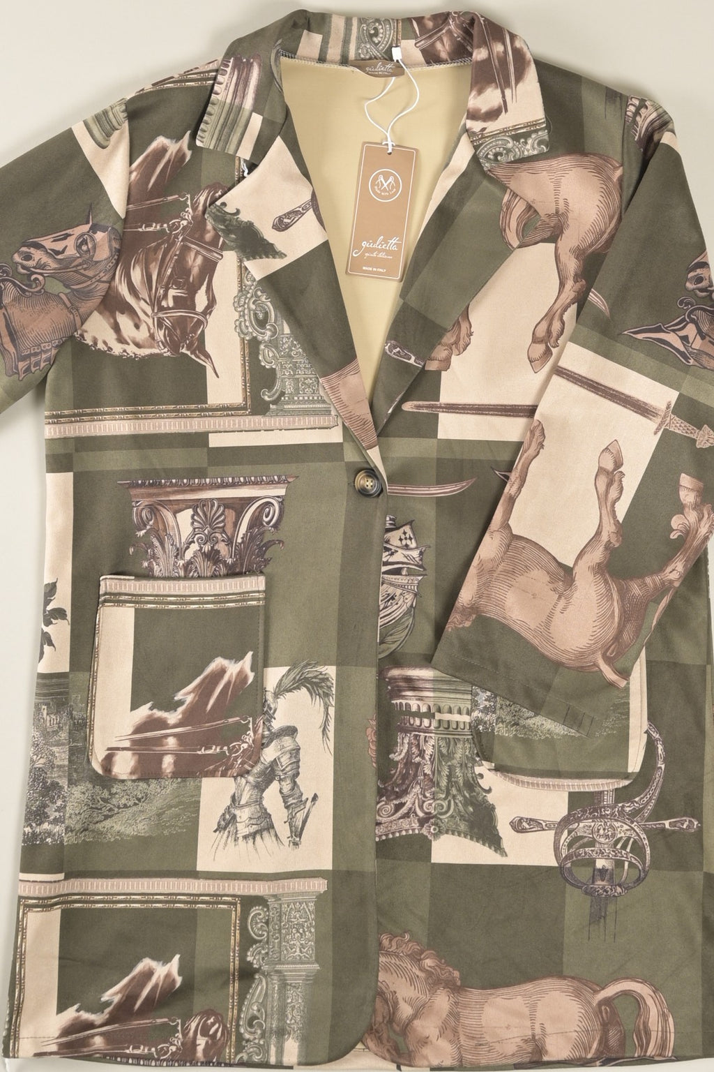 Print-Blazer mit Reiter- und Barockmotiv