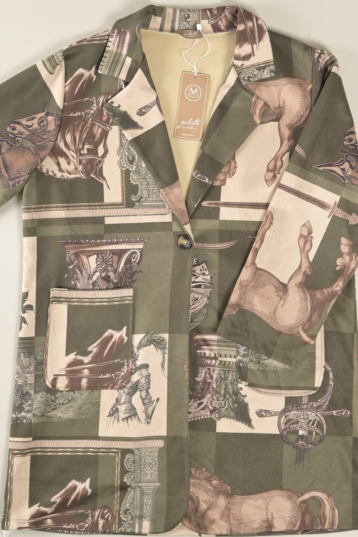 Print-Blazer mit Reiter- und Barockmotiv