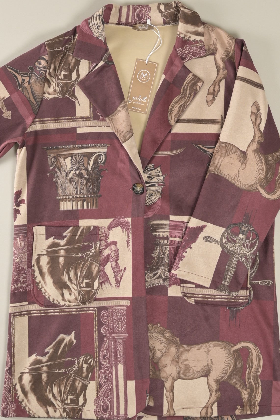 Print-Blazer mit Reiter- und Barockmotiv