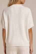 Kurzarm-Strickpullover mit Stehkragen