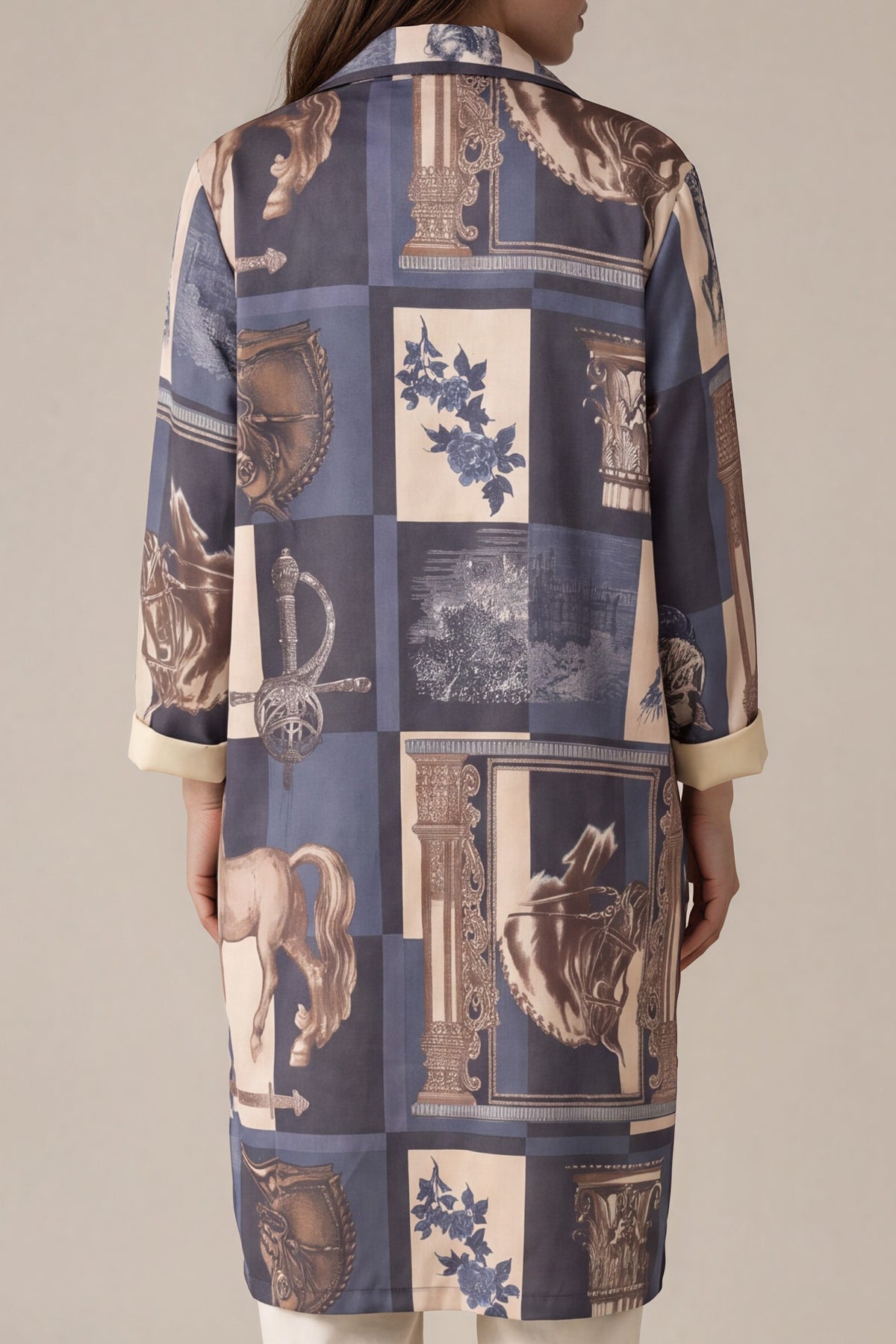 Print-Blazer mit Reiter- und Barockmotiv