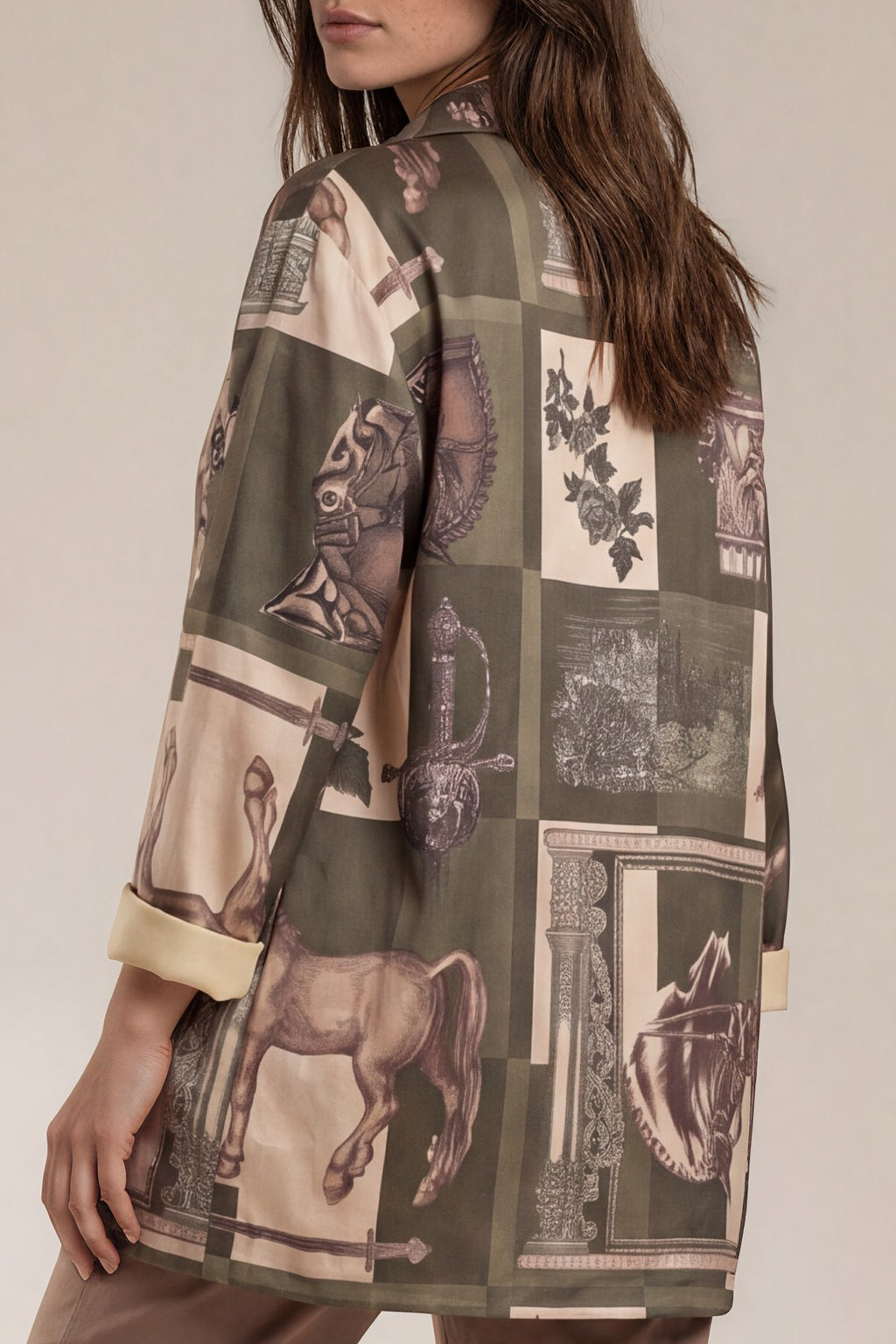 Print-Blazer mit Reiter- und Barockmotiv