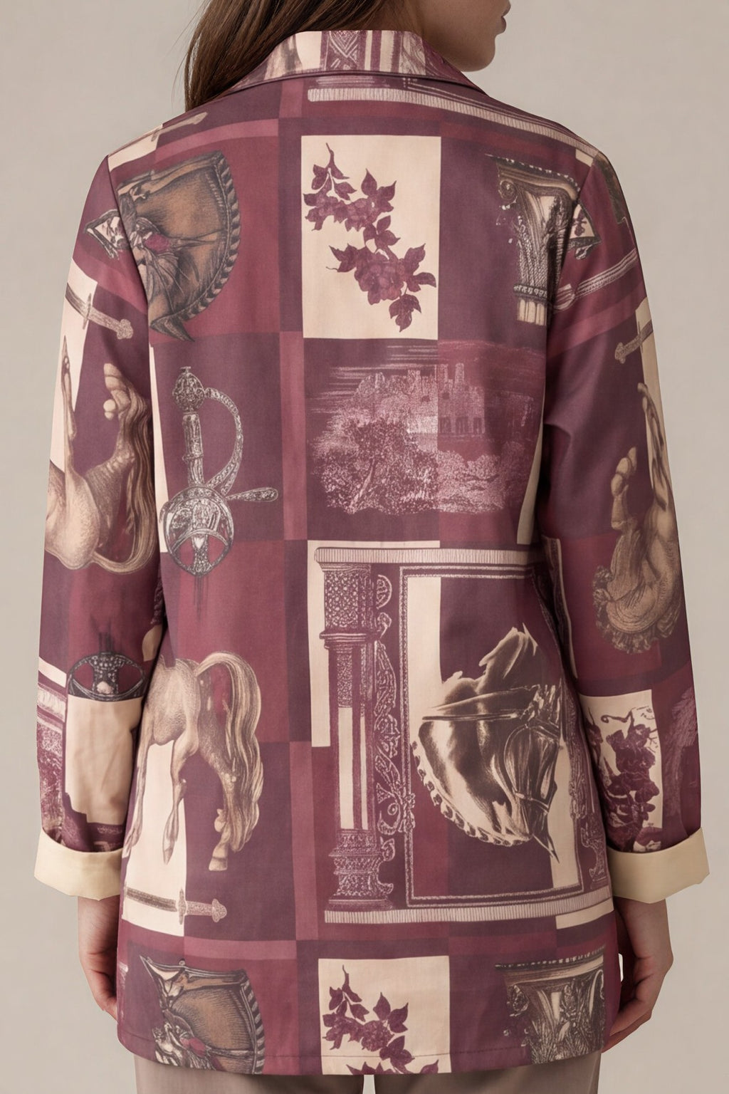 Print-Blazer mit Reiter- und Barockmotiv