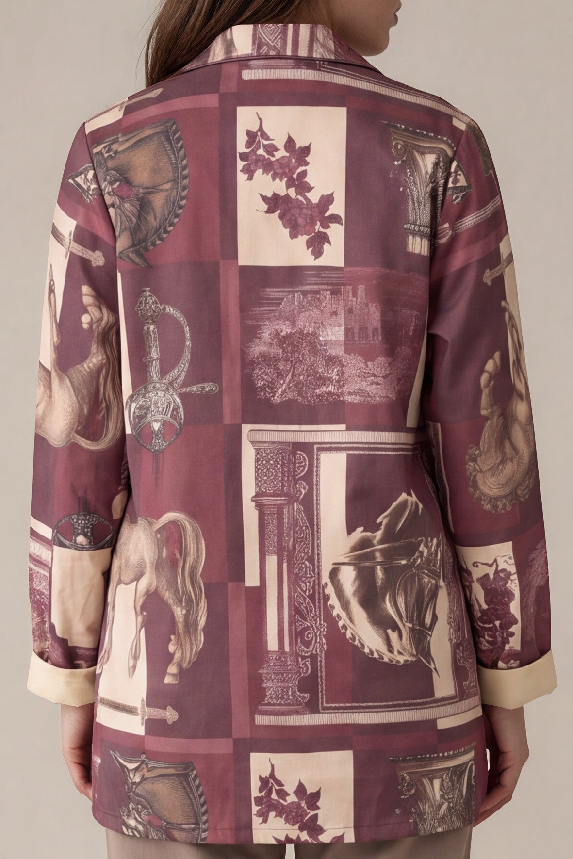 Print-Blazer mit Reiter- und Barockmotiv