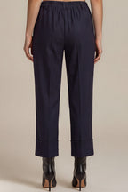 Weite Stoffhose mit Umschlag