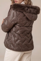 Steppjacke mit Kunstfell-Kapuze