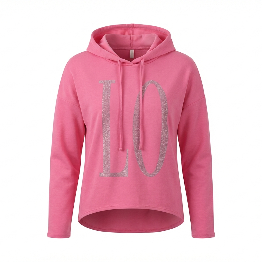 Hoodie mit Strass-Print „LOVE“ – Casual Glam Fit