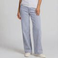 Striped Straight-Leg Jeans – Light Blue Denim