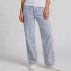 Striped Straight-Leg Jeans – Light Blue Denim