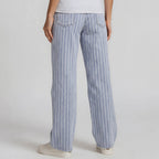 Striped Straight-Leg Jeans – Light Blue Denim