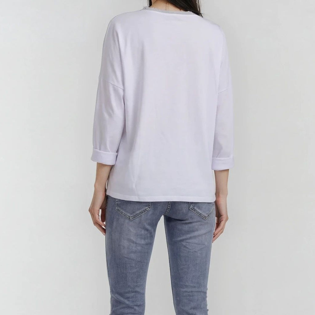 Longsleeve „Beautiful“ mit Strass-Schriftzug – Casual Glam Fit
