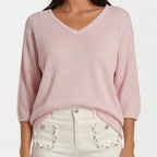 Feinstrick Pullover mit V-Ausschnitt