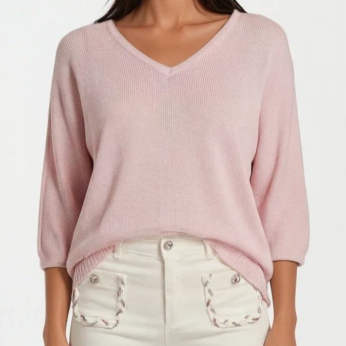 Feinstrick Pullover mit V-Ausschnitt