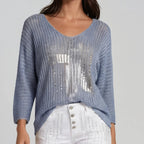 Leichter Strickpullover mit Pailletten