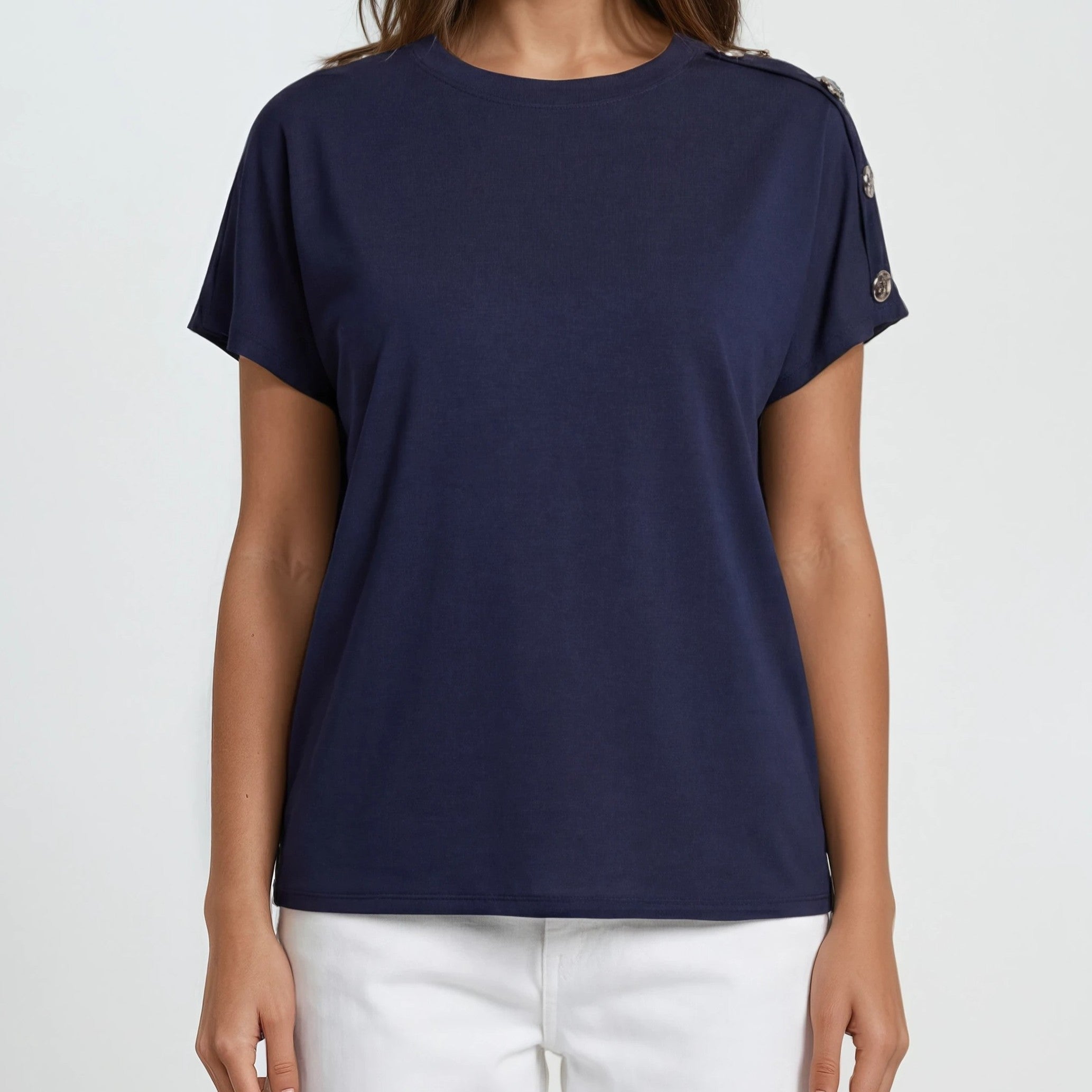 Button Shoulder T-Shirt