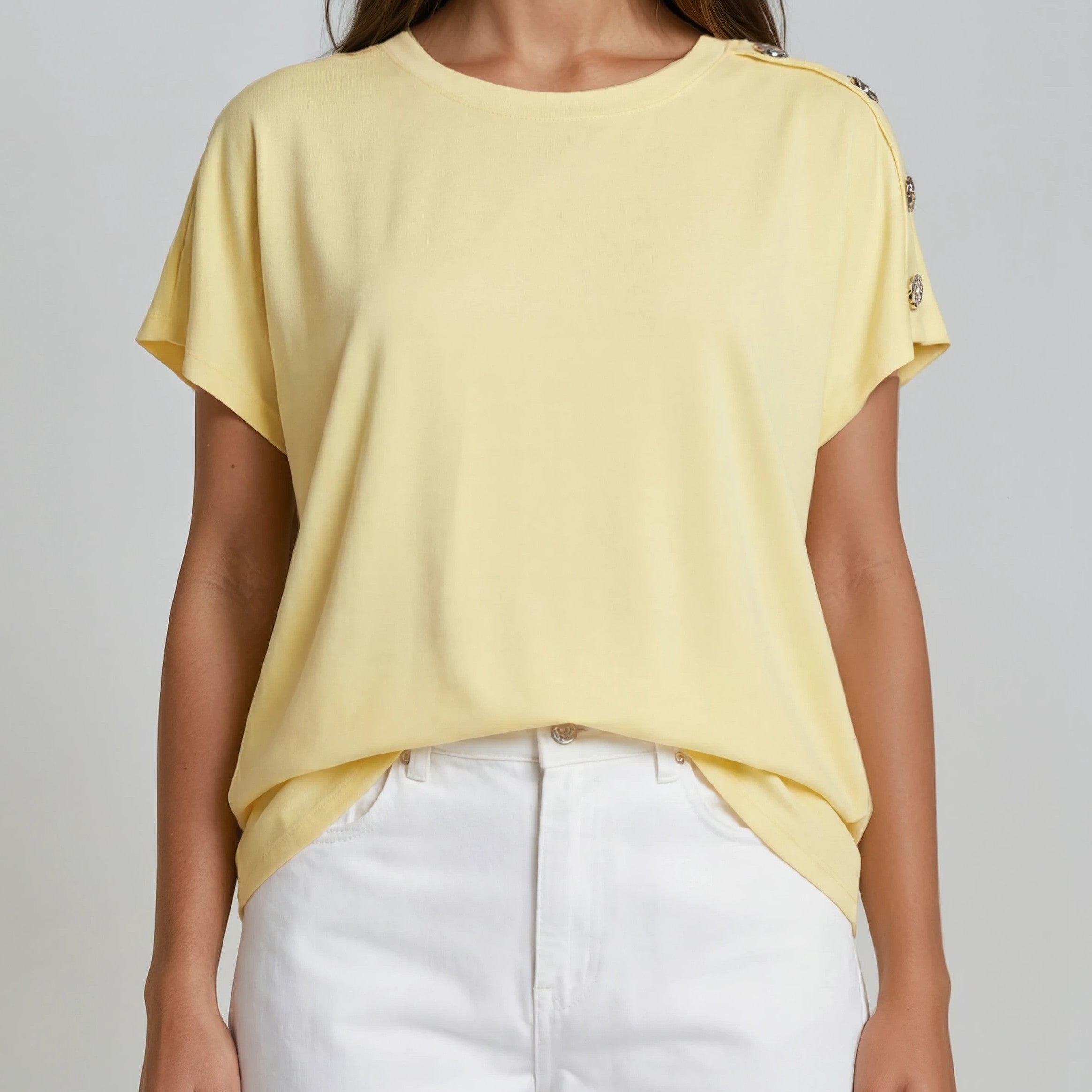 Button Shoulder T-Shirt