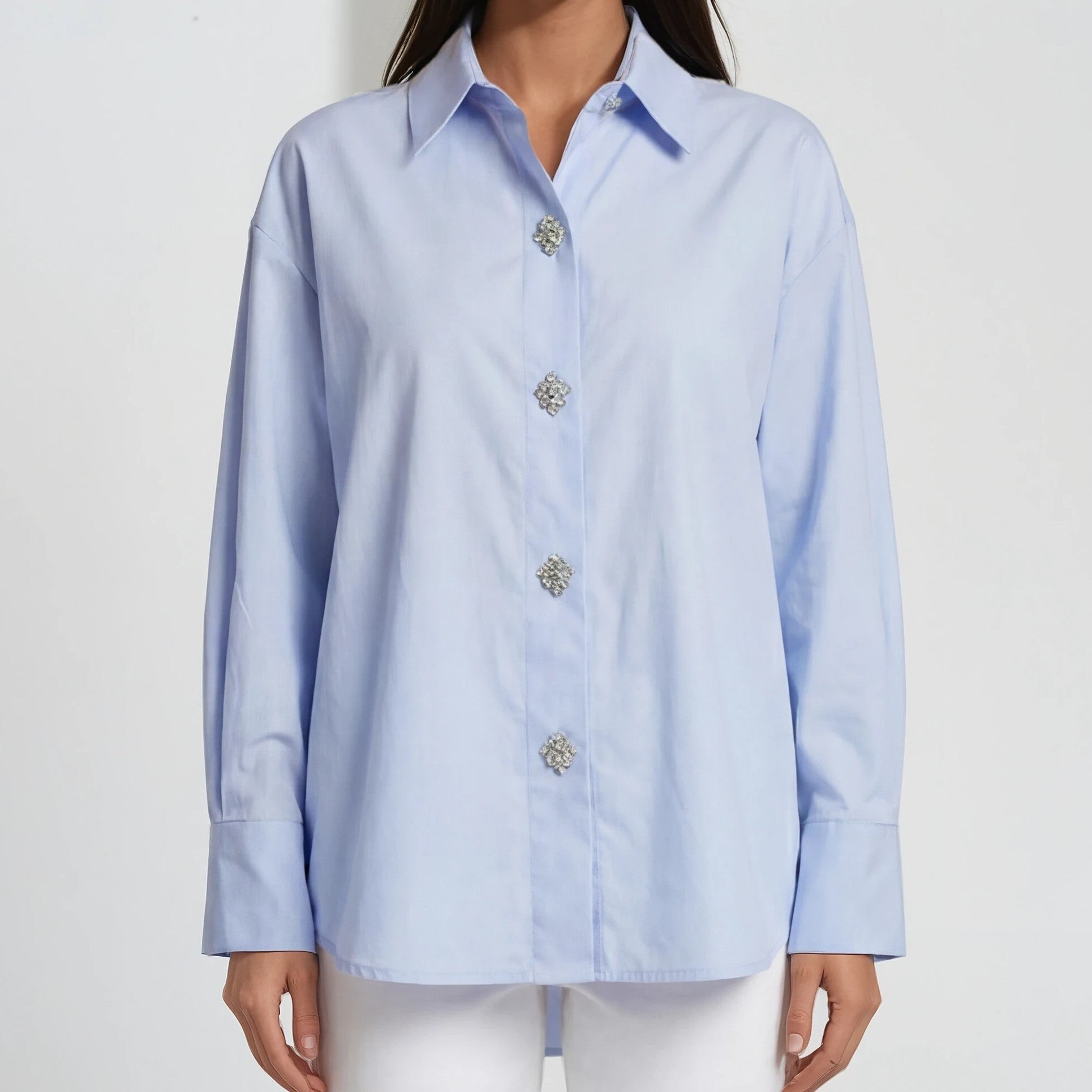 Crystal Button Bluse