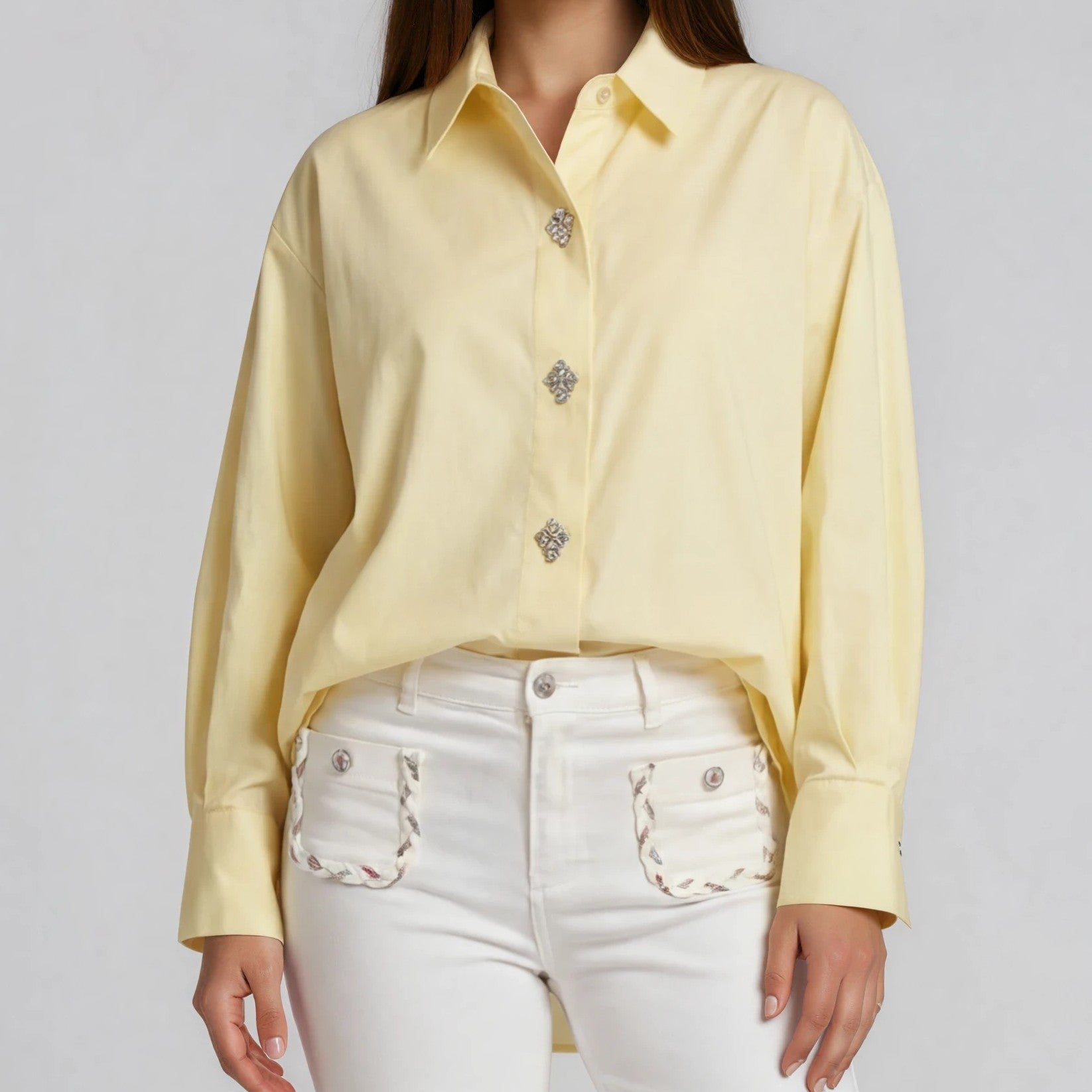 Crystal Button Bluse