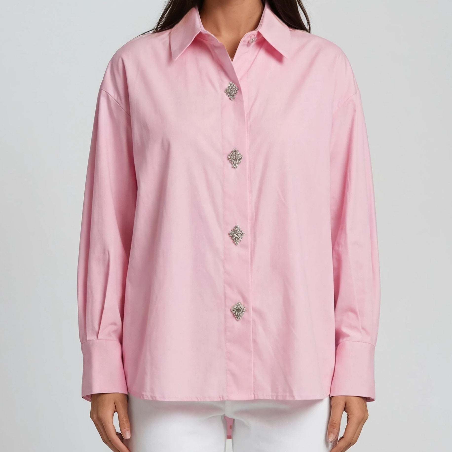 Crystal Button Bluse