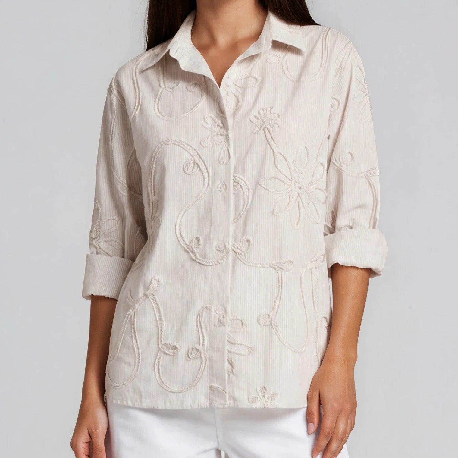 Embroidered Stripe Blouse