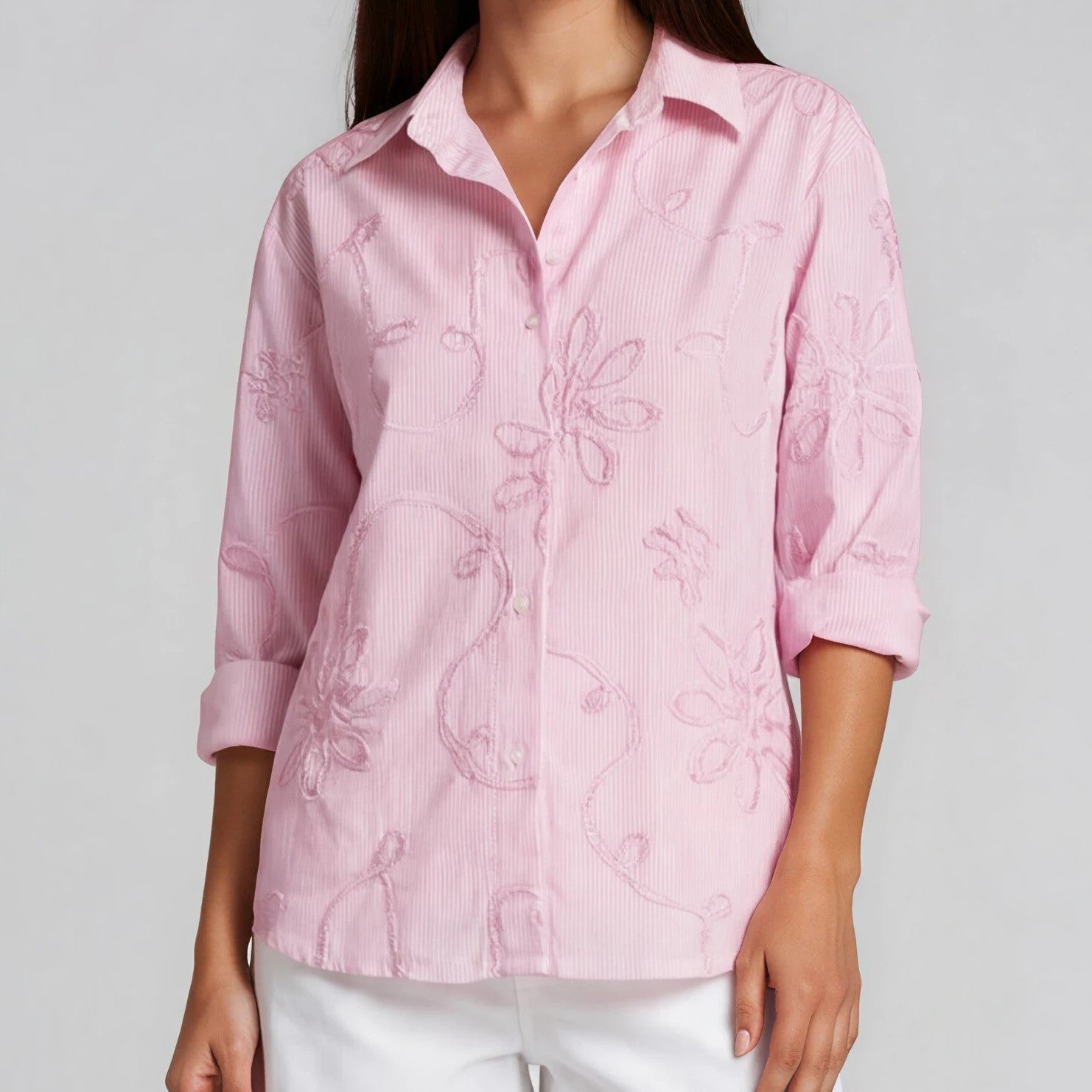 Embroidered Stripe Blouse